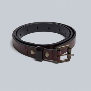 Ami Paris Women’s Leather Belt T2 Burgundy Brass Buckle 46" Made in Portugal